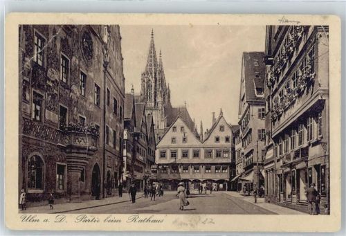 Ulm Rathaus , AK beschädigt siehe Scan , Marke entfernt