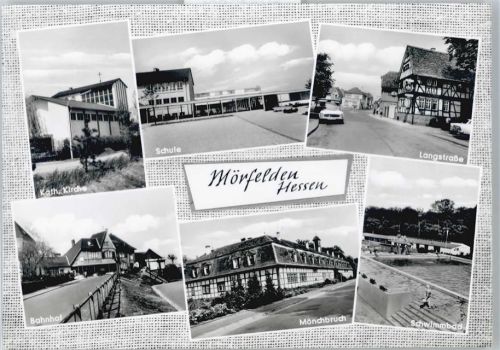 64546 W6082 Mörfelden - Kirche, Schule, Langstraße, Schwimmbad, Bahnhof, Mönchbruch