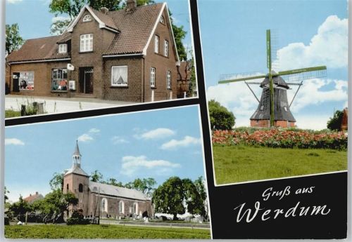 Werdum Windmühle, Kirche, Geschäft