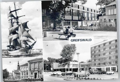 Greifswald Segelschulschiff Wilhelm Pieck, Neuen Mensa, August-Bebel-Schule, Hotel Buddenhus