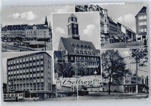Bottrop Pferdemarkt, Rathaus, Sparkasse, Schwimmbad, Gladbeckerstraße