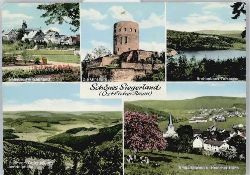 Hilchenbach gel. 23.12.72, Siegerland, Breitenbach-Talsperre, Panorama, Burg