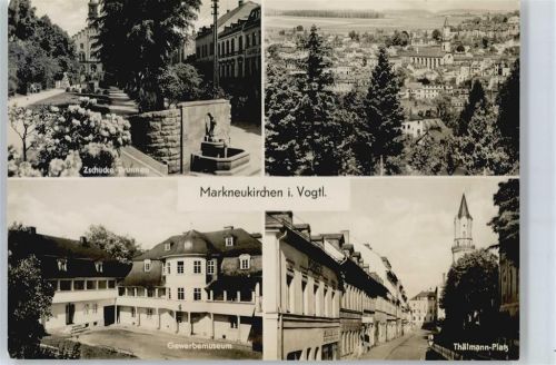 Markneukirchen Zschucke-Brunnen, Gewerbemuseum, Gesamtansicht, Thälmann-Platz AKU1