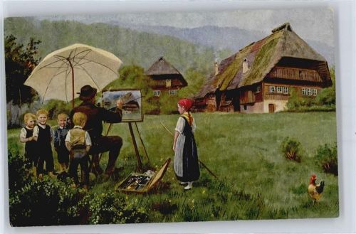 No.230 , Schwarzwald , Maler mit Staffelei