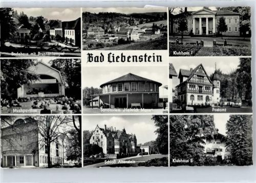 Bad Liebenstein Badehaus, Musikpavillon, Kurhaus, Schloss Altenstein, Sanatorium, Postamt, Klubhaus