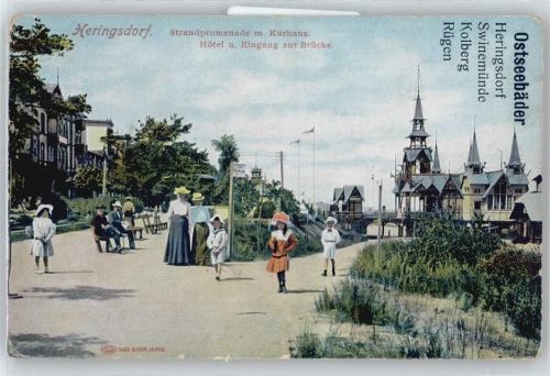 17419 O2251 Seebad Heringsdorf - Strandpromenade, Kurhaus, Hotel zur Brücke
