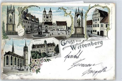 06886 O4600 Lutherstadt Wittenberg Lithographie Marktplatz