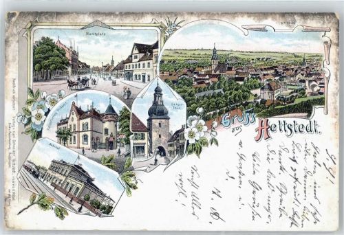 Hettstedt Marktplatz, Saiger-Tor, Postamt, Bahnhof