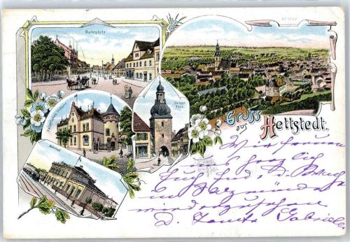 Hettstedt Marktplatz, Gesamtansicht, Kaiserliches Postamt, Bahnhof