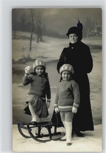 1913 Foto AK Schlitten Schneeball