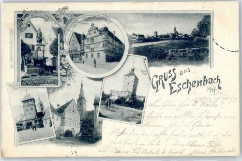91224 W8561 Eschenbach b Lauf a d Pegnitz - Rathaus, Denkmal, Unteres Tor, Oberes Tor, Kirche