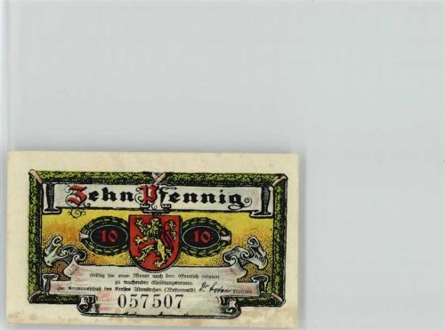 Altenkirchen 1921 Notgeldschein 10 Pfennig