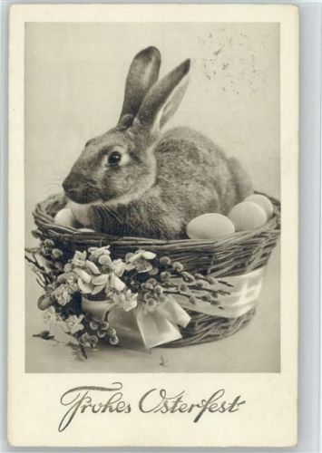 1935 Hase sitzt in einem Korb Verlag Amag Nr. 40078