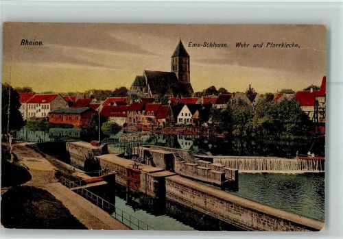Rheine Ems-Schleuse Wehr und Pfarrkirche