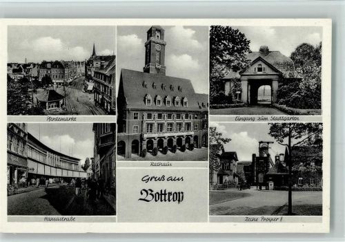 Bottrop Pferdemarkt Hansastraße Rathaus Eingang zum Stadtgarten Zeche Prosper II