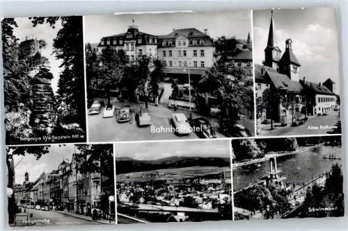 Marktredwitz Burgruine Weißenstein, Bahnhofhotel, Hauptstraße, Altes Rathaus, Schwimmbad, Gesamtansicht