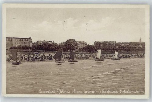 Seebad Ahlbeck Strandpartie mit Kaufmann-Erholungsheim