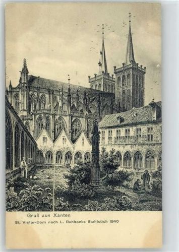 Xanten St.Victor-Dom Stahlstich Sign. L.Rohbocks