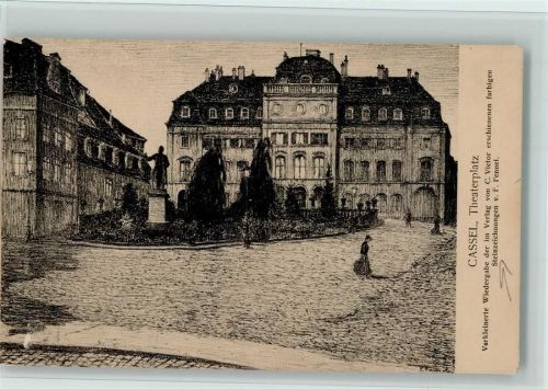 Kassel Theaterplatz Steinzeichnung von F. Fennel