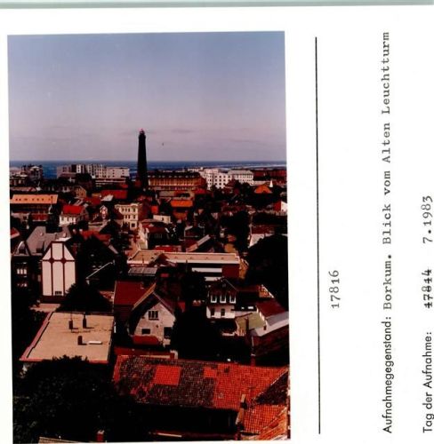 Borkum Blick vom Alten Leuchtturm Foto montiert auf Karton