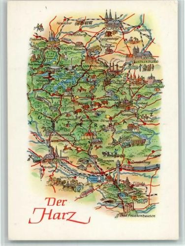 Quedlinburg Landkarte der Harz