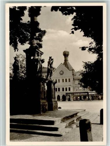 Litomerice Kelchhaus und Pestsäule AK