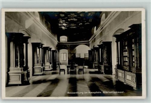 Rosenburg Rosenburg Schloss - Innenansicht AK Bibliothek 1928 Foto AK