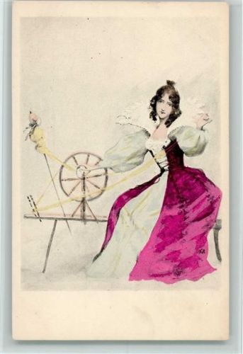 Frau am Spinnrad 1898 AK