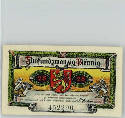 Altenkirchen 1921 Notgeldschein 50 Pfennig