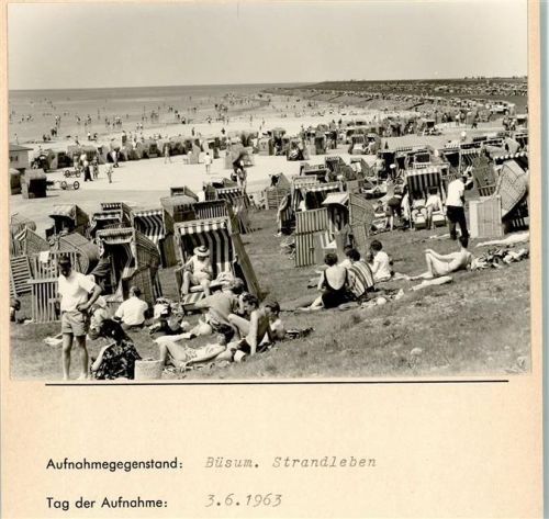 Büsum Strandleben Foto montiert auf Karton