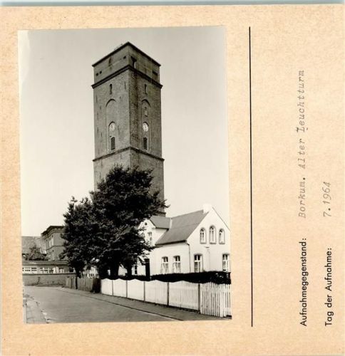 Borkum Alter Leuchtturm Foto montiert auf Karton