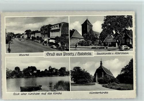 Preetz Markt Stadtkirche Altersheim Klosterkirche Blick über Kirchsee auf die Kirche