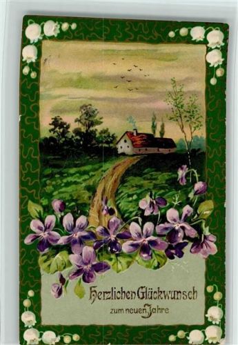 1906 Passepartout - Blüten, Bauernhof AK