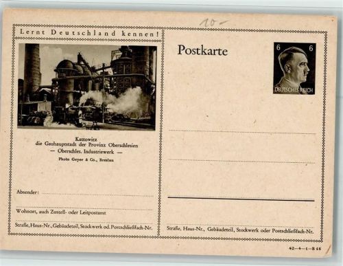 Kattowitz Oberschlesien Ganzsache Industriewerk Fabrik