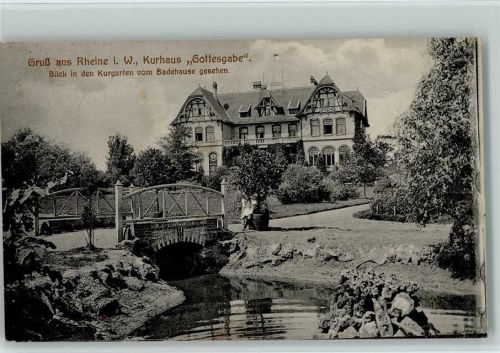 Rheine Kurhaus Gottesgabe Blick in den Kurgarte vom Badehause gesehen