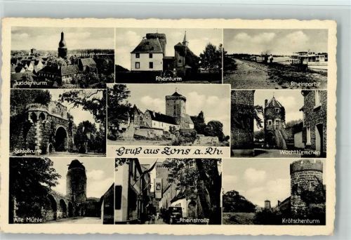 41539 W4047 Zons - Juddenturm Rheinturm Rheinpartie Schloßruine Wachtürmchen Alte Mühle Rheinstraße Krötschenturm