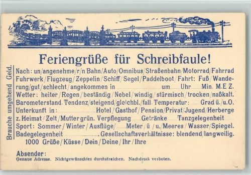 1928 Feriengrüße für Schreibfaule AK