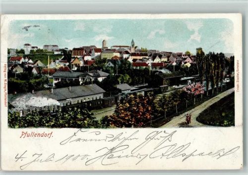 Pfullendorf 1900 Gesamtansicht Dampflok Eisenbahn