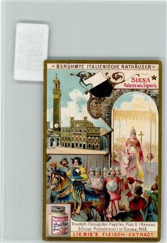 Siena Berühmte italienische Rathäuser, anno 1458 Palazzo della Signoria, Wappen, Sammelbild Liebig