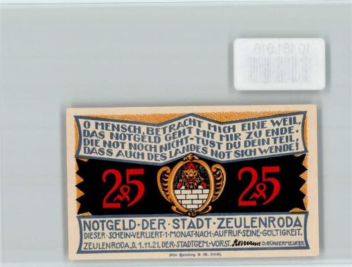 07937 O6570 Zeulenroda - Notgeld