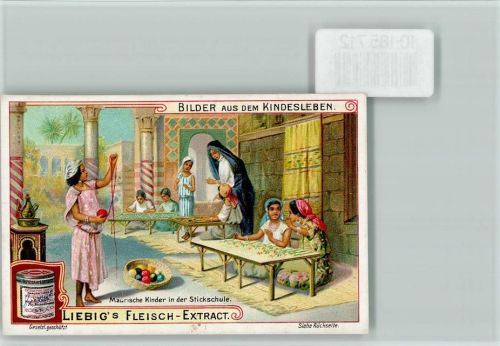 Maurische Kinder in der Stickschule, Sammelbild Liebig