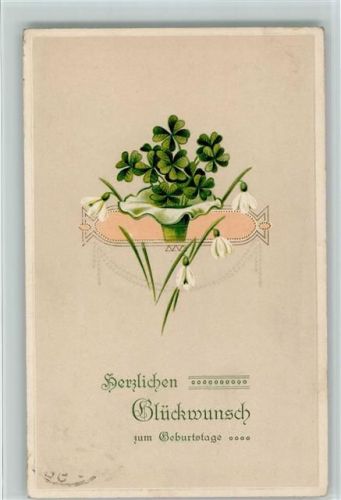 geburtstag - Biedermeier - Topf mit Glücksklee AK