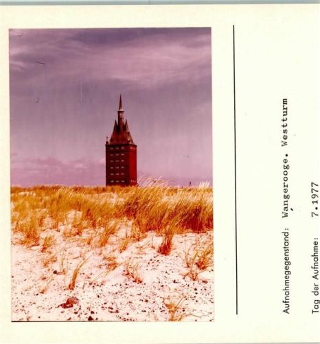 Wangerooge Westturm Foto montiert auf Karton