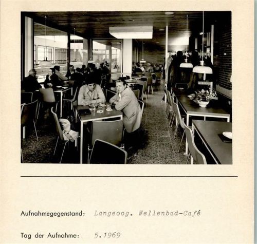 Langeoog Wellenbad-Café Innenaufnahme Foto montiert auf Karton
