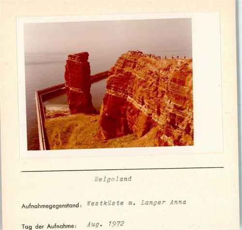 Helgoland Westküste mit Langer Anna Foto montiert auf Karton