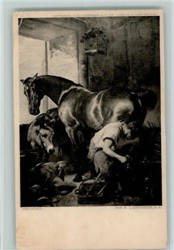 1905 Hufschmiede - Vogelkäfig hängt an der Decke , Eckknick