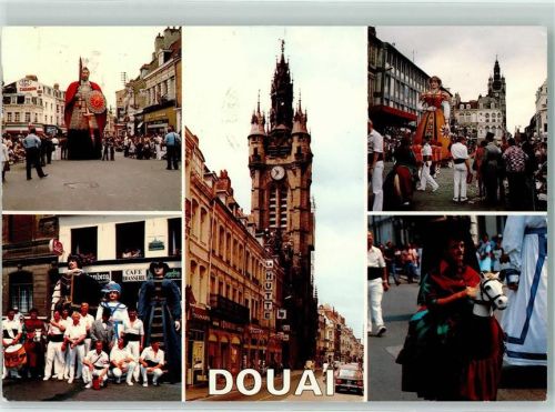59500 Douai - Monsieur und Madame Gayant mit ihren Kindern Le Beffroi