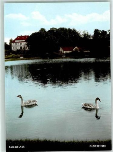Bad Laer Glockensee Schwäne Rückseite mit Abschürfungen bzw Kleberesten