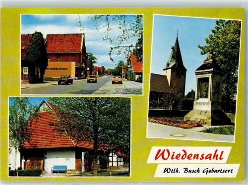 Wiedensahl Rückseite mit Abschürfungen bzw Kleberesten Wilhelm. Busch Denkmal