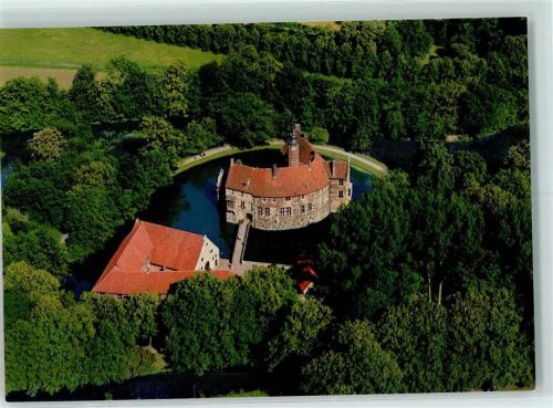 Lüdinghausen Fliegeraufnahme Burg Vischering Rückseite mit Abschürfungen bzw Kleberesten